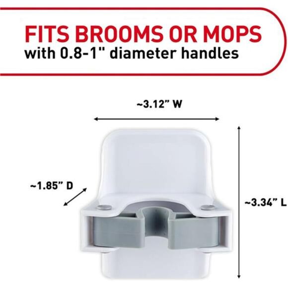 Damage-Free‎ Broom & Mop Wall Hook - No Tools, 2 Hangers & 4 Command Strips - Picture 2 of 7